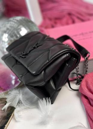 Женская сумка yves saint laurent puff mini total black ив сен лоран  кросс боди клатч4 фото