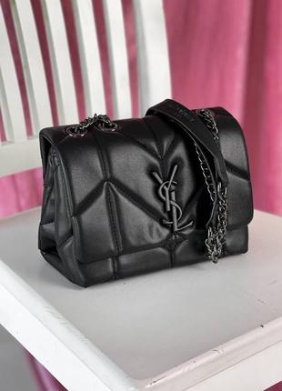 Женская сумка yves saint laurent puff mini total black ив сен лоран  кросс боди клатч3 фото