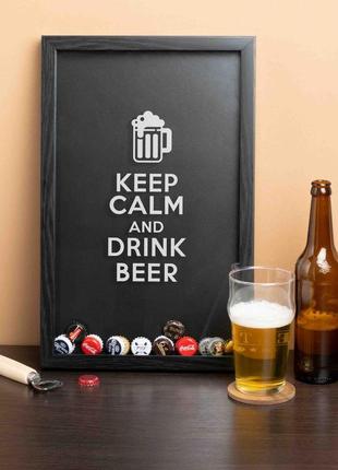 Рамка-копілка для пивних кришок "keep calm and drink beer", black-black, black-black, англійська r_7502 фото