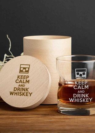Склянка з кулею "keep calm and drink whiskey", англійська, тубус зі шпону r_7702 фото