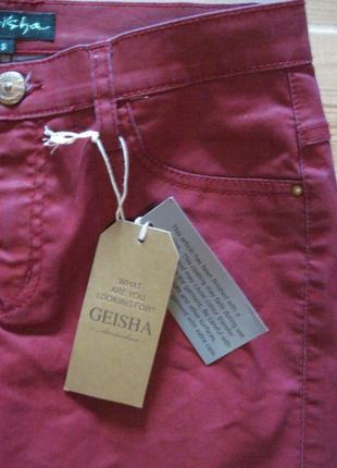 Новые бордовые стрейч. джинсы "geisha" р. s высокий рост8 фото