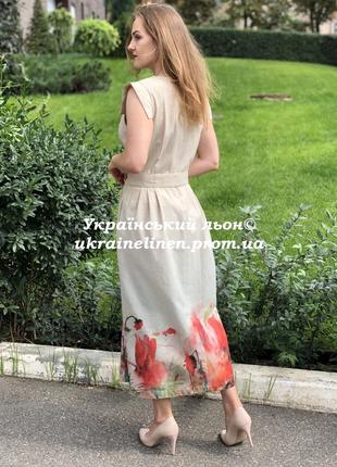 Сукня консуела принт маки, льняна, галерея льону, 44-54рр.6 фото
