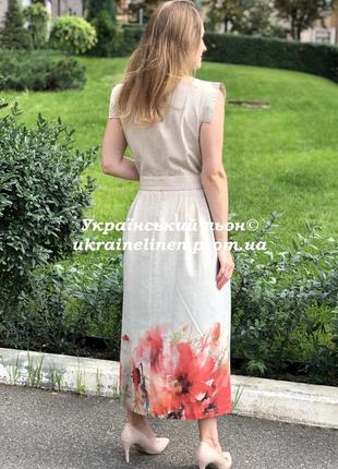 Сукня консуела принт маки, льняна, галерея льону, 44-54рр.8 фото