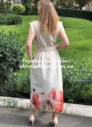 Сукня консуела принт маки, льняна, галерея льону, 44-54рр.9 фото