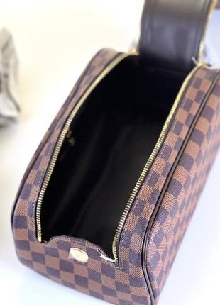 Кейс косметичка коричневая брендовая канва кожа