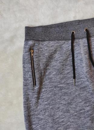 Серые меланж спортивные штаны резинками манжетами снизу зауженные батал большого размера стрейч7 фото