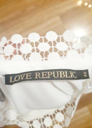 Біле плаття комір стійка мереживний від love republic4 фото