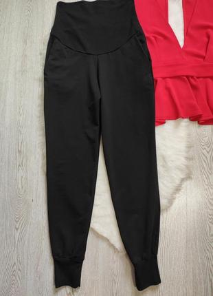 Черные плотные спортивные штаны брюки для беременных высокая широкая талия резинка2 фото