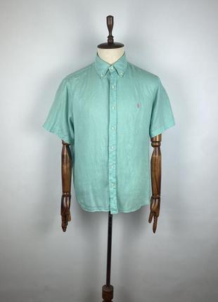 Оригінальна чоловіча лляна сорочка рубашка polo ralph lauren classic fit linen shirt1 фото