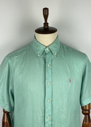 Оригінальна чоловіча лляна сорочка рубашка polo ralph lauren classic fit linen shirt2 фото