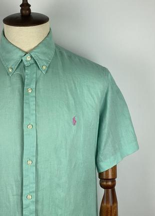 Оригінальна чоловіча лляна сорочка рубашка polo ralph lauren classic fit linen shirt4 фото