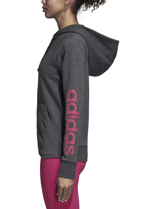 Толстовка худи кофта свитшот пуловер серая женская спортивная на замке adidas3 фото