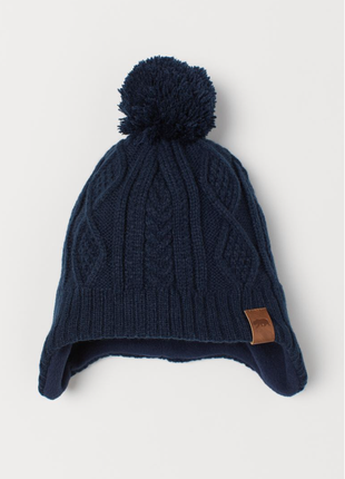 Тепла фліс 134 152 шапка темна подарунок дитині флісі флісова зимова зима