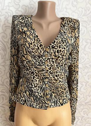 Блуза з декольте та леопардовим принтом h&m divided 🛍️1+1=3🛍️4 фото