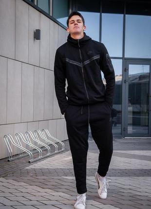 Мужской черный спортивный костюм мужской спортивный трикотажный костюм nike tech fleece