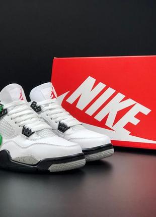 Кросівки чоловічі білі jordan 4 'white cement' / шкіряні кросівки для занять спортом і для міста3 фото