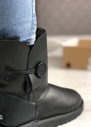 Ugg button black, угги женские зимние с пуговицей, чёрные2 фото