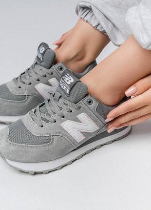 Женские кроссовки new balance 574 grey pink 1950 беланс серие с разовышем