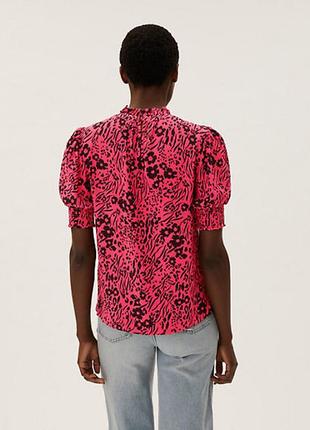 Яскрава рожева блуза з квітковим принтом віскоза m&s 🛍️1+1=3🛍️3 фото