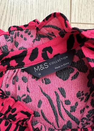 Яскрава рожева блуза з квітковим принтом віскоза m&s 🛍️1+1=3🛍️7 фото