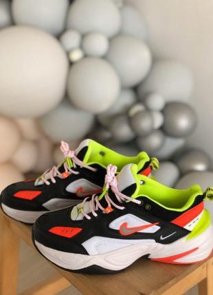 Nike m2k black white neon green pink orange