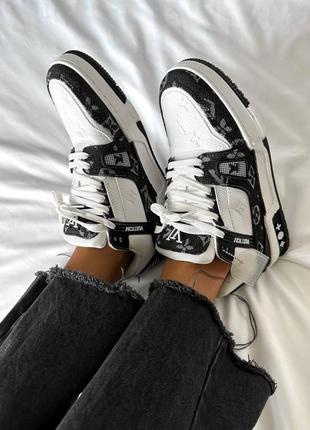 Женские кроссовки lv trainer sneaker white/black6 фото