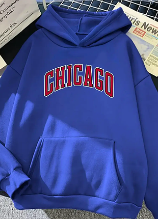Теплое женское худи с надписью chicago 4 цвета 169ко