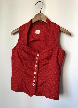 Красный в горошек лиф-блузка-жилетка верх от дириндля хлопок h.moser3 фото