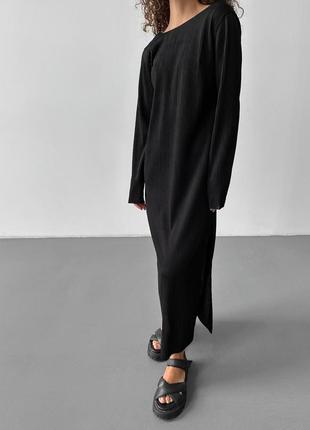 Сукня максі з розрізом чорна7 фото