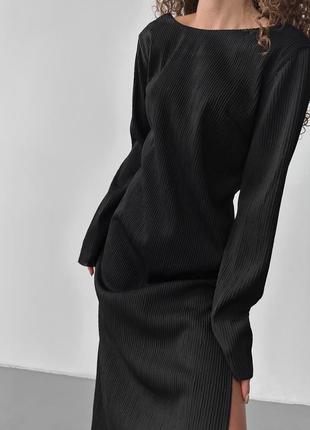 Сукня максі з розрізом чорна6 фото