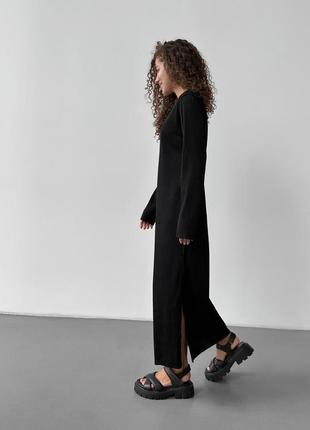 Сукня максі з розрізом чорна9 фото