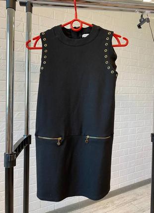 Трикотажное черное платье без рукав на 9-10 лет2 фото