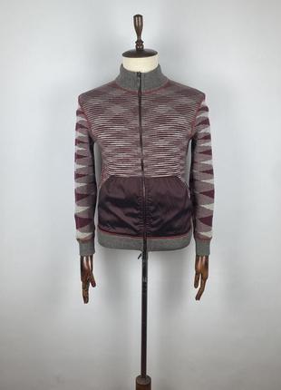 Оригінальний двосторонній вовняний светр на замку missoni double reversible wool nylon full zip swea