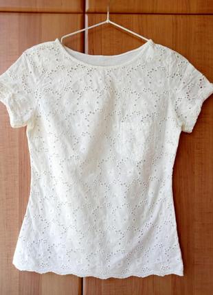 Женская коттоновая белая футболка, кофта, топ / прошва.