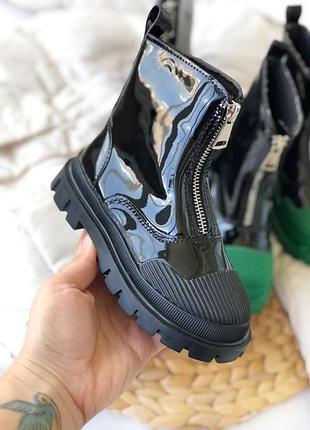 Осенние ботинки для девочки, черные стильные ботинки для девочки, весенние ботинки 27-34р