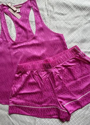 Пижама victoria’s secret satin short and racerback tank (s,m р.)3 фото