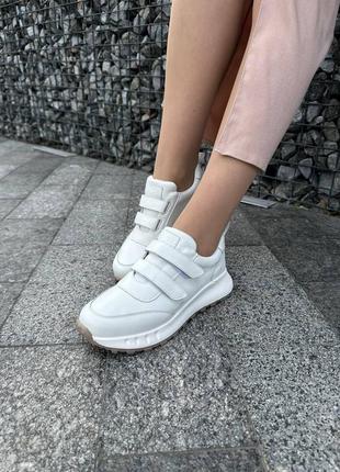 Стильні білі кросівки жіночі на заліпках,демі,на липучках,весняні-осінні,шкіра+замша,жіноче взуття4 фото