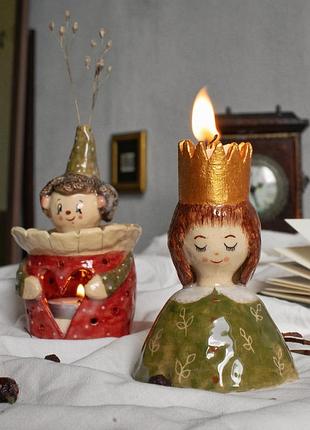 Підсвічник кераміка ручної роботи дівчина королева принцеса авторська глина