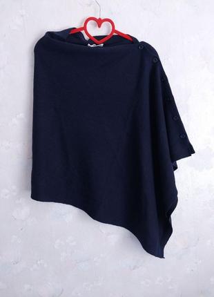 Женское пончо-шарф woolovers, мериносовая шерсть и кашемир, синее3 фото