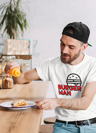 Футболка з оригінальним принтом "burger man. бургер мен" push it