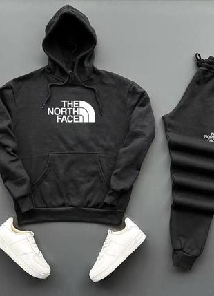 Спортивний костюм зе нот фейс the north face худі з капюшоном з кишенею кенгуру штани на манжетах білий чорний оверсайз чоловічий натуральний