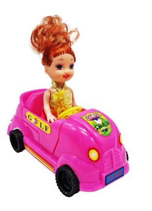 Детская кукла 689-6 в машинке (розовый)