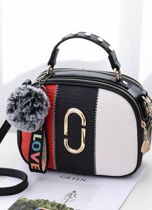 Женская сумка с меховым брелком подвеской, маленькая сумочка клатч, мини сумка-клатч через плечо4 фото