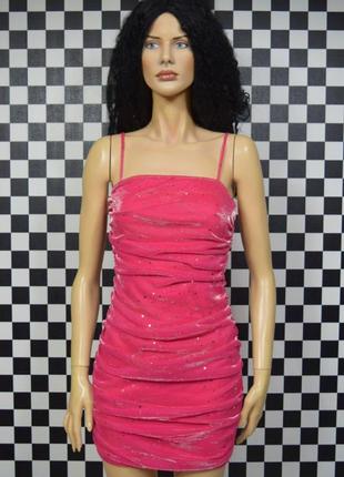 Платье розовое с глиттером стиль барби мини платье сетка драпировка3 фото