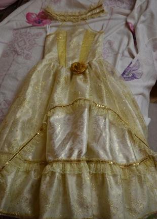 Платье королевы на девочку! в золото  на рост 122-134 см - на 7-9 лет.