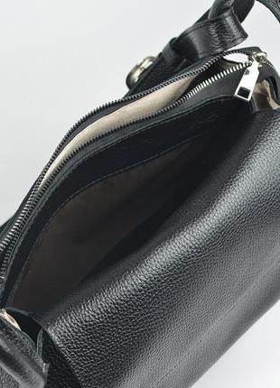 Черная кожаная женская сумка мешок с длинной ручкой на плечо, молодежная сумочка из натуральной кожи9 фото