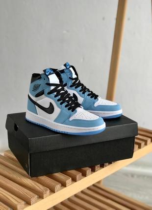 Топовые премиум кожаные высокие кроссовки в стиле nike jordan retro 1 самые узкие джордан стильные базовые женские1 фото