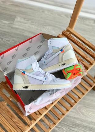 Невероятные кроссовки в стиле nike jordan retro 1 off white эффектные яркие стильные высокие премиум кожаные мужские