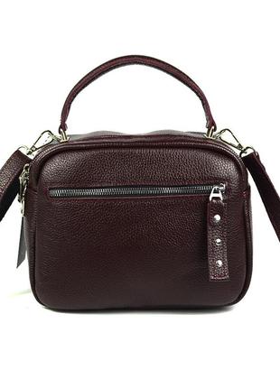 Бордовая маленькая женская сумка из натуральной кожи, молодежная кожаная мини сумочка кросс-боди2 фото