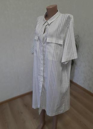 Шикарна  пряма вільна сукня сорочка плаття з льоном  каптан великий розмір1 фото
